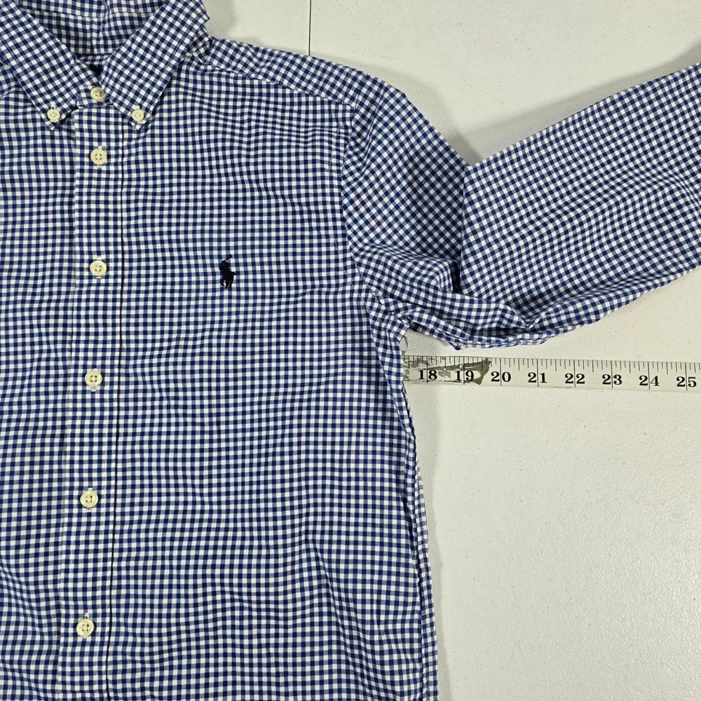Ralph Lauren Kids Gingham Button Down Shirt Long Sleeve‎ Blue White Size L/6